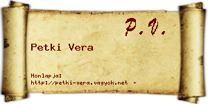 Petki Vera névjegykártya